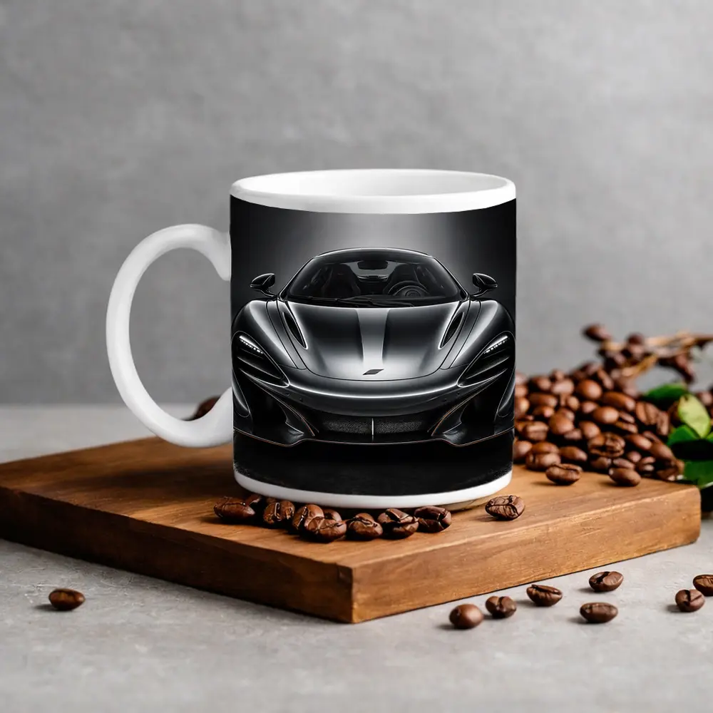 McLaren P1 Black Studio Front View – Mugs