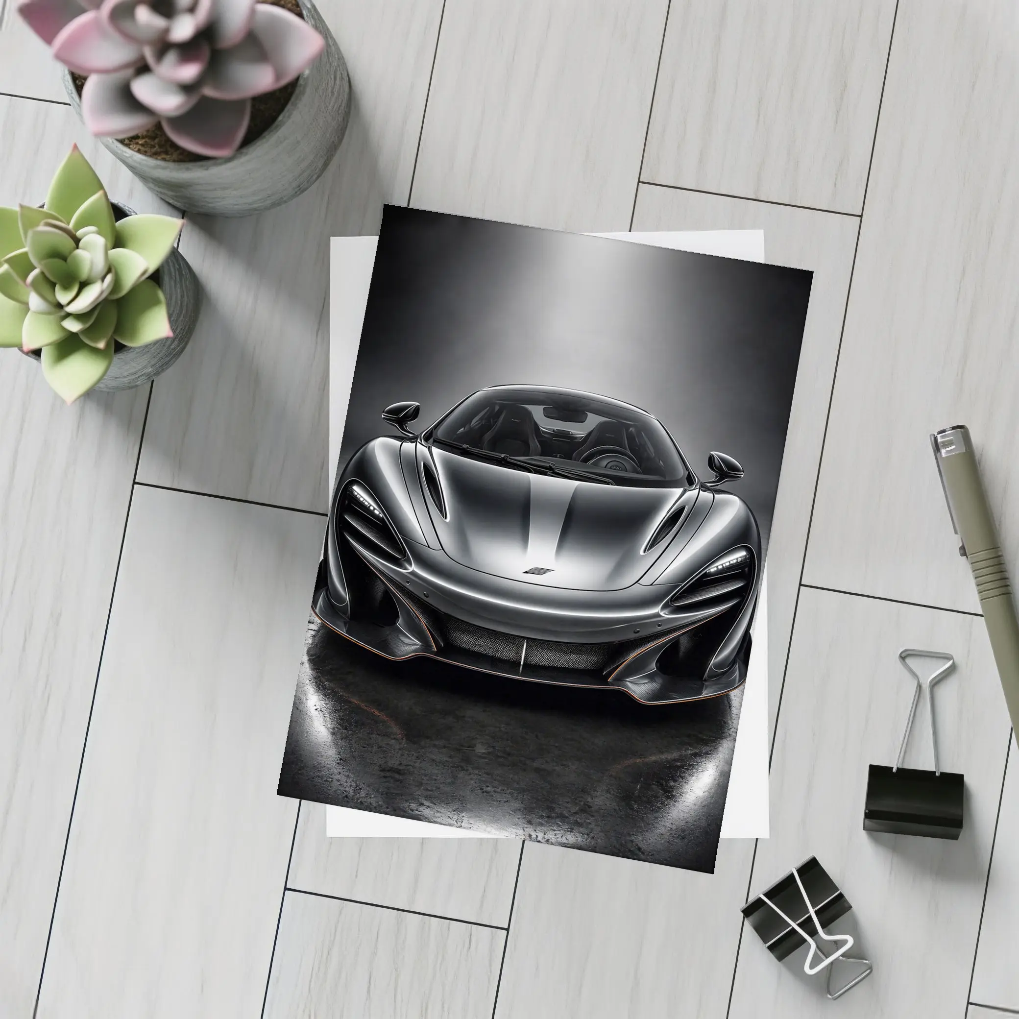 McLaren P1 Black Studio Front View – Postcards