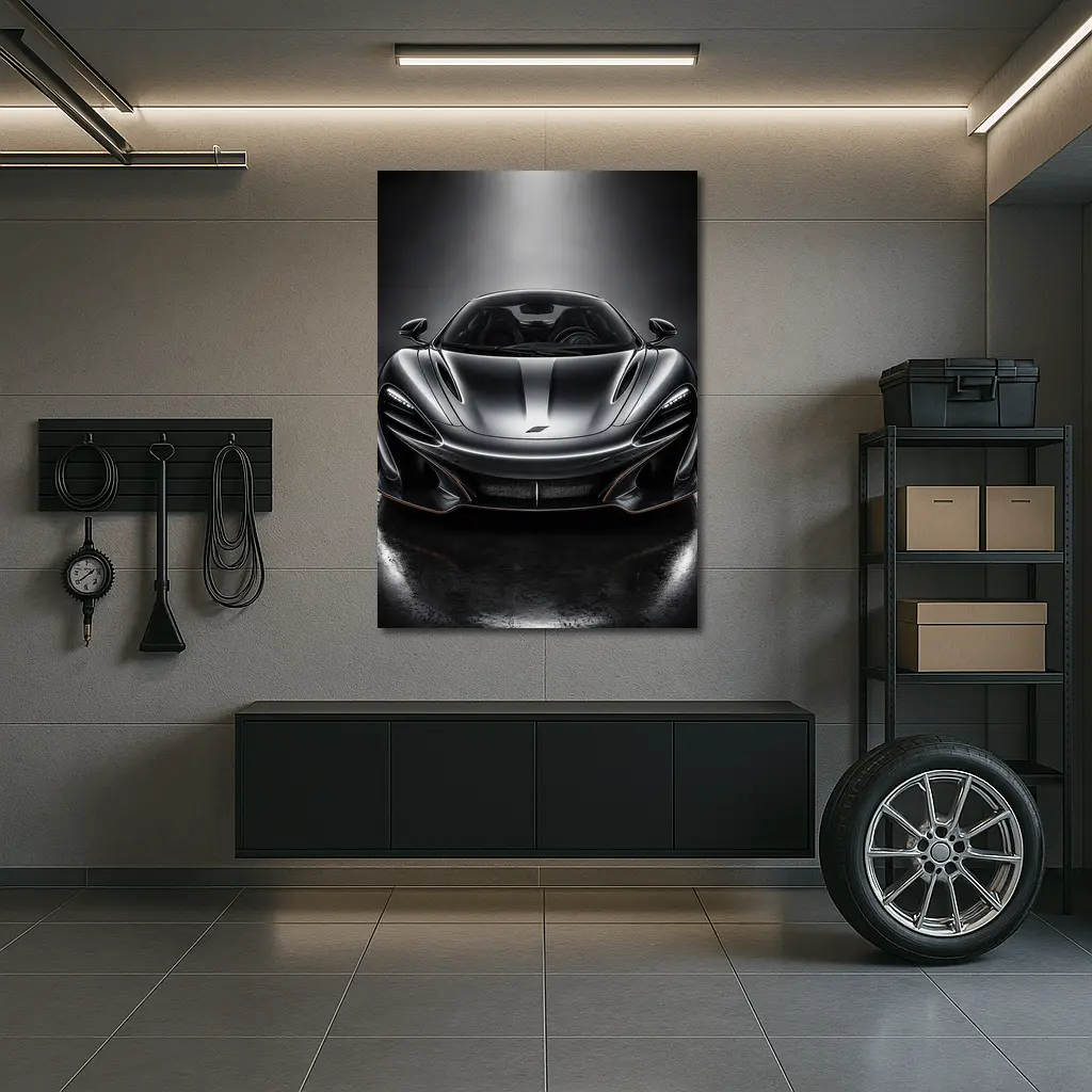 McLaren P1 Black Studio Front View – Wall Art
