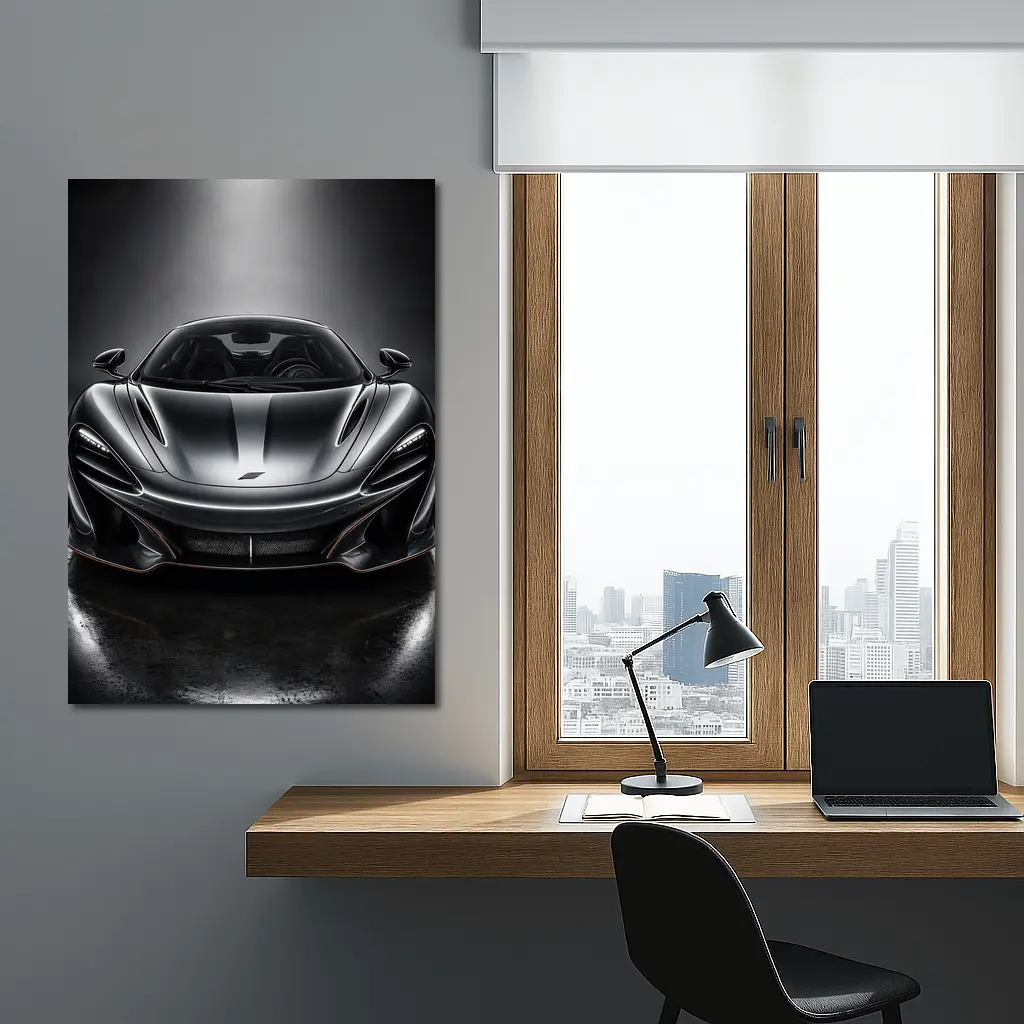 McLaren P1 Black Studio Front View – Wall Art