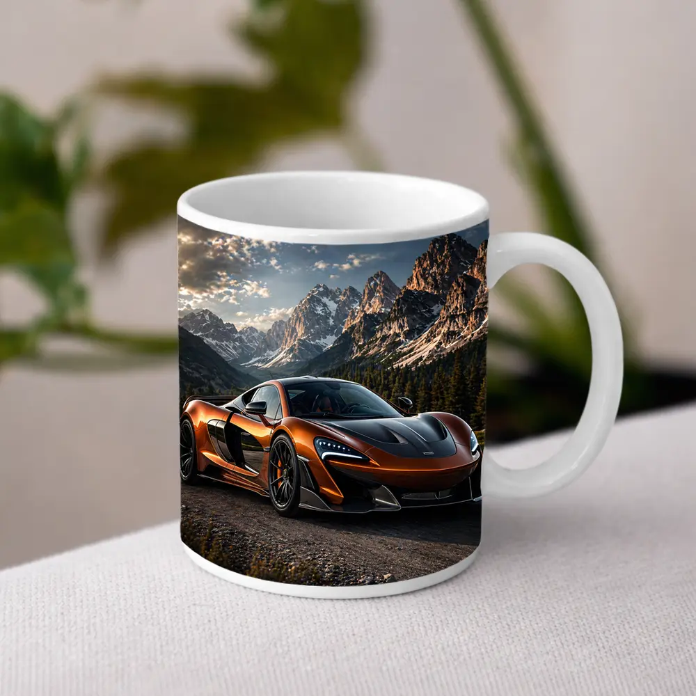 McLaren 570S Orange Mountain Road Scene – Mugs