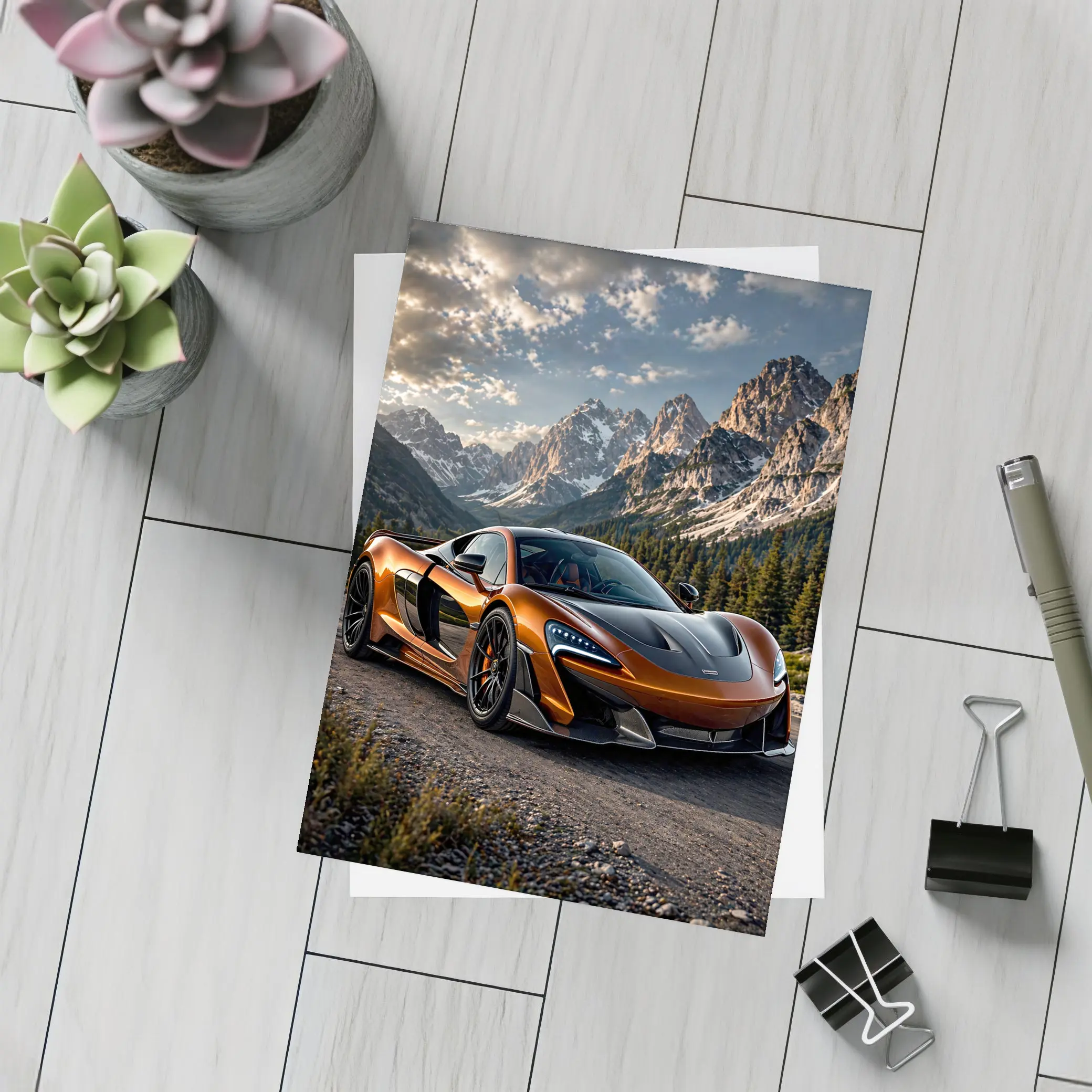 McLaren 570S Orange Mountain Road Scene – Postcards