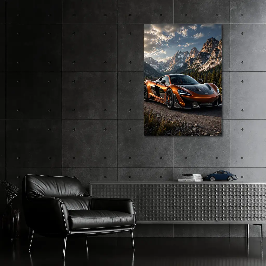 McLaren 570S Orange Mountain Road Scene – Wall Art