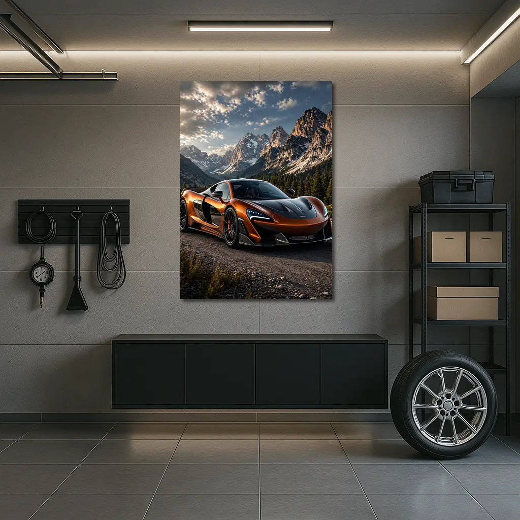 McLaren 570S Orange Mountain Road Scene – Wall Art
