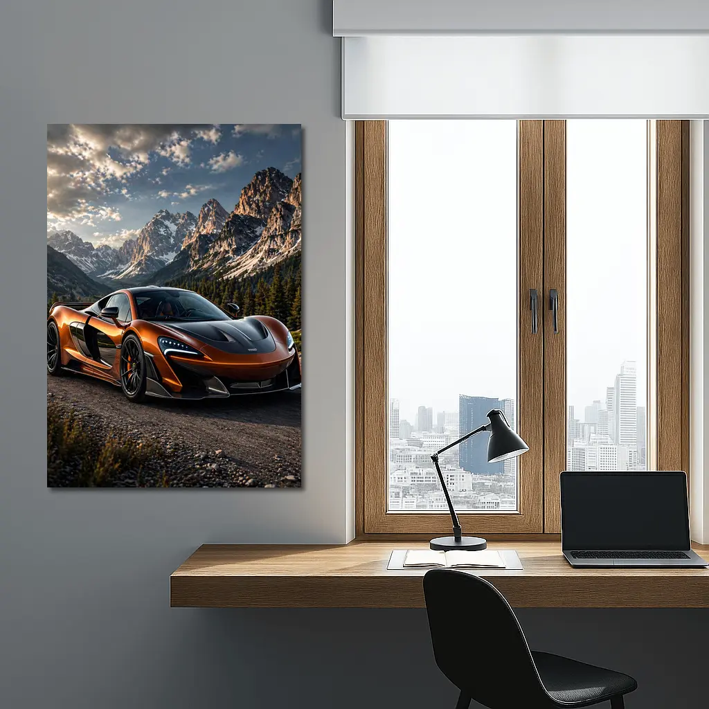 McLaren 570S Orange Mountain Road Scene – Wall Art