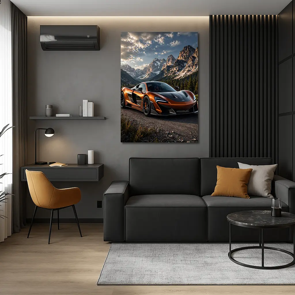 McLaren 570S Orange Mountain Road Scene – Wall Art