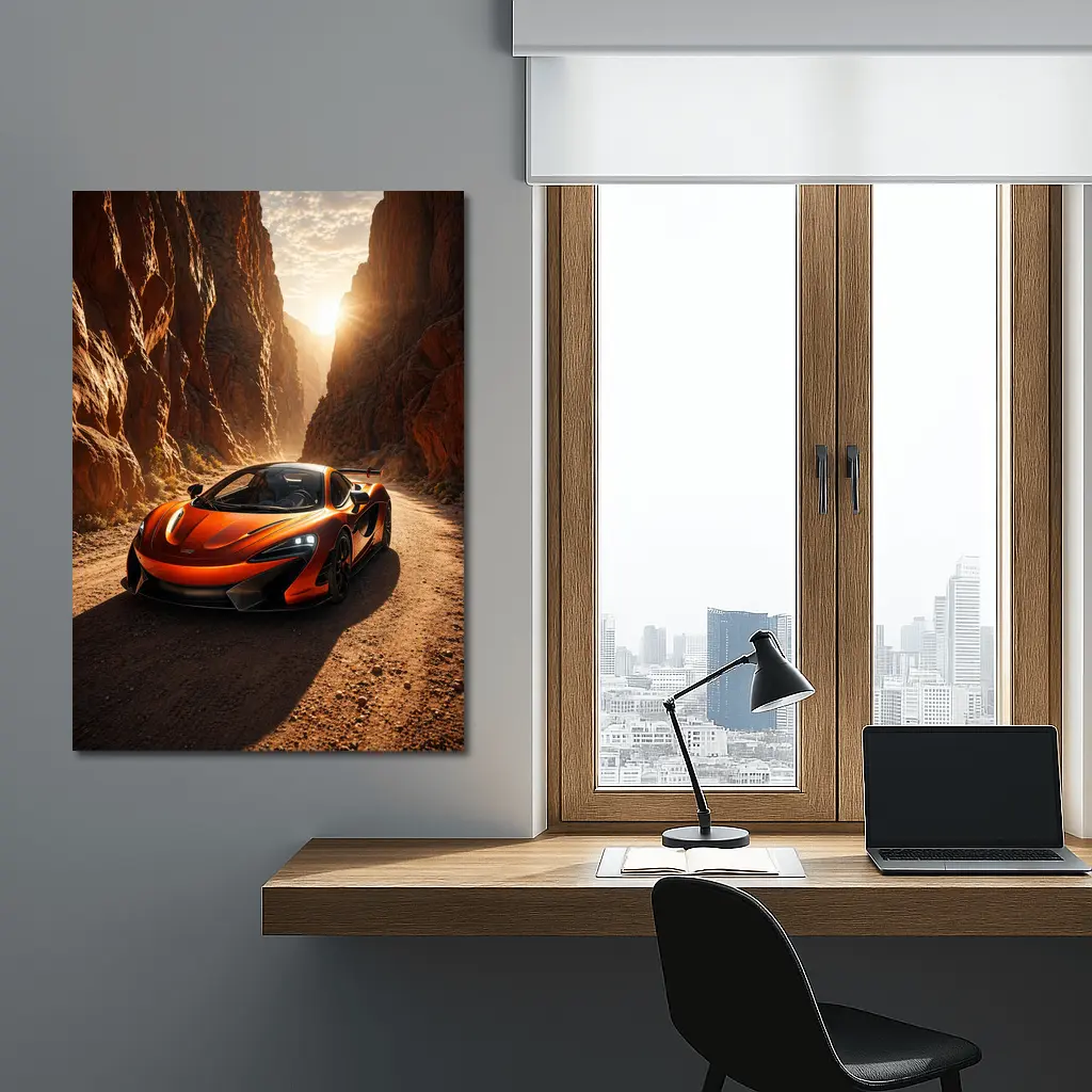 McLaren 600LT Orange Canyon Sunset Drive – Wall Art