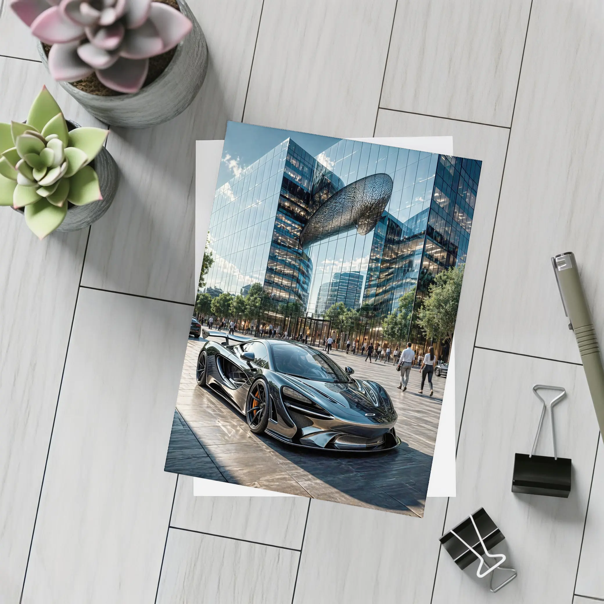 McLaren 720S Black Supercar City Plaza – Postcards