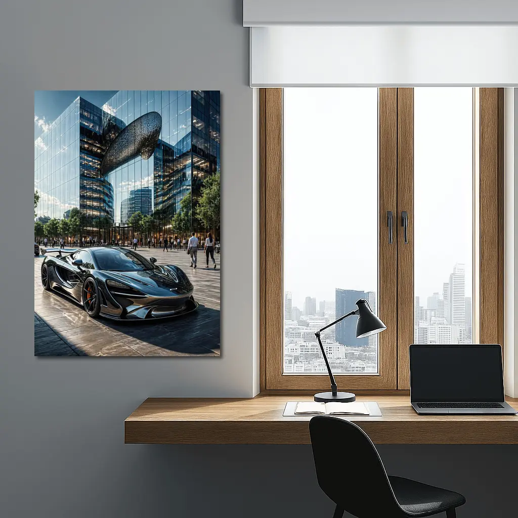 McLaren 720S Black Supercar City Plaza – Wall Art