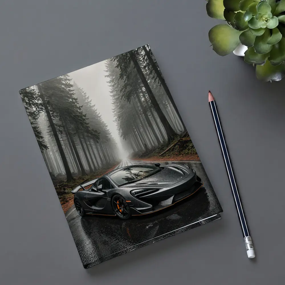 McLaren 570S Gray Supercar Foggy Forest Road – Notebooks