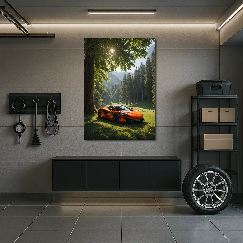McLaren 570S Orange Supercar Forest Valley – Wall Art