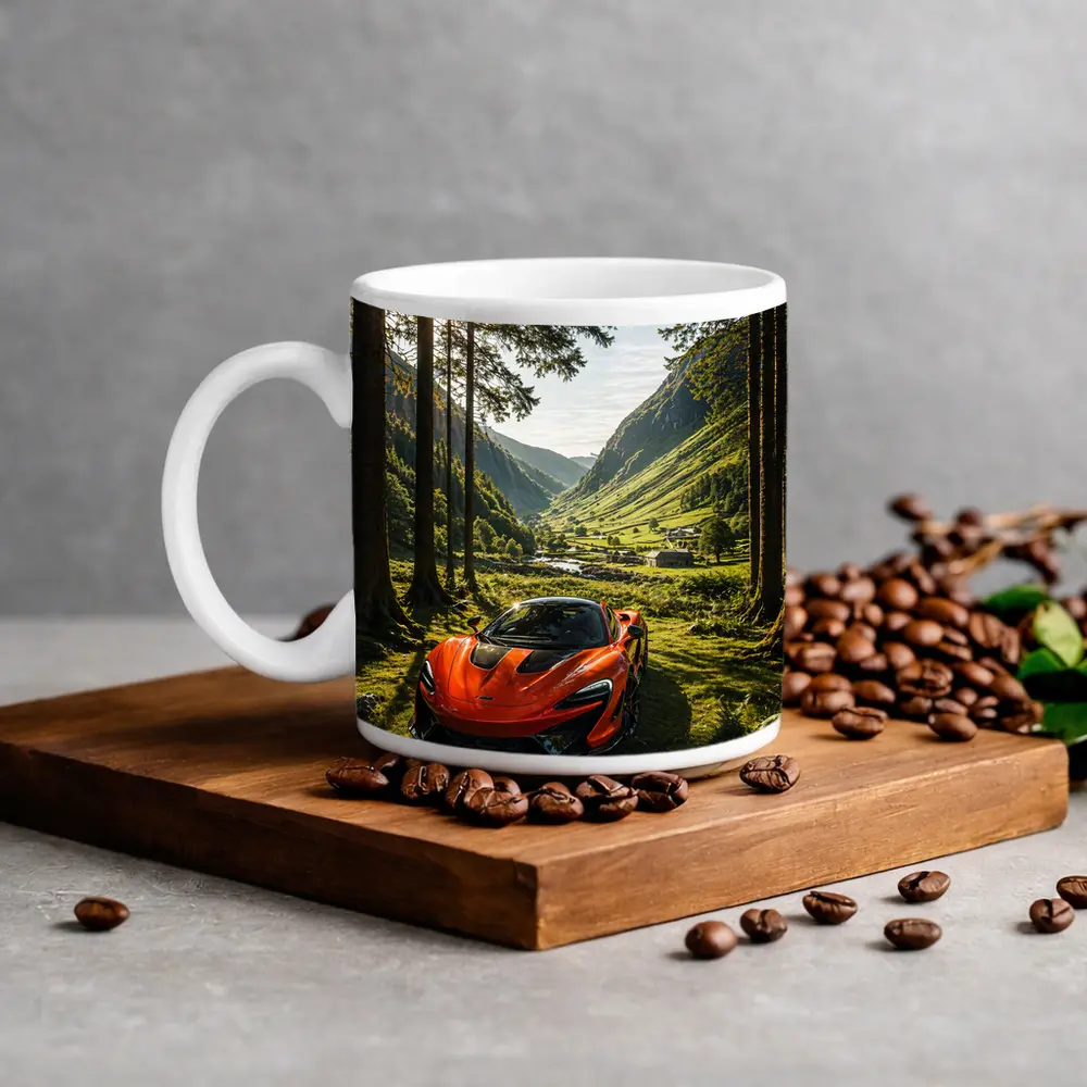 McLaren P1 Orange Supercar Forest Valley – Mugs