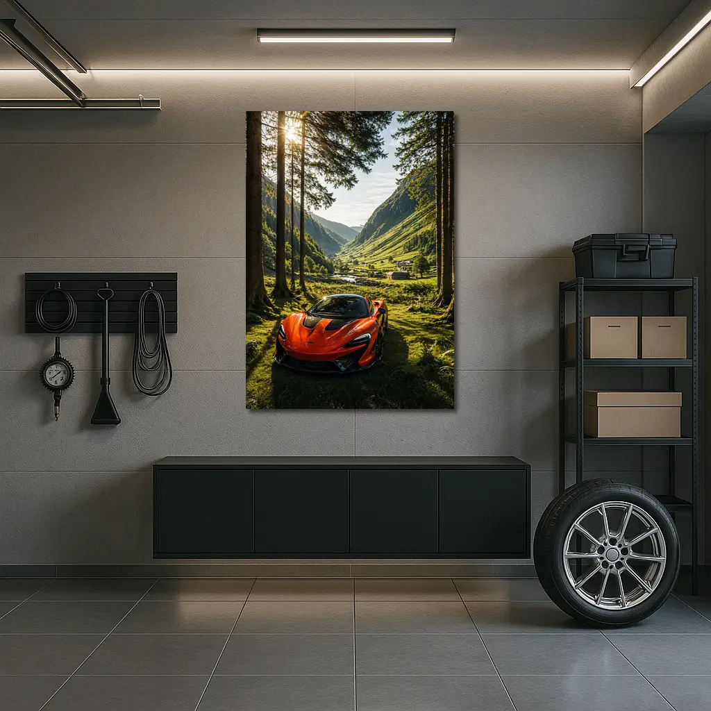 McLaren P1 Orange Supercar Forest Valley – Wall Art