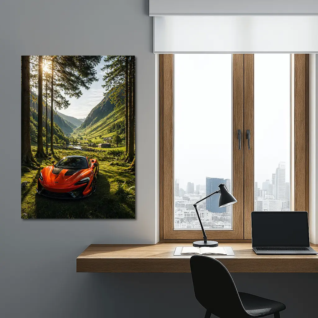 McLaren P1 Orange Supercar Forest Valley – Wall Art