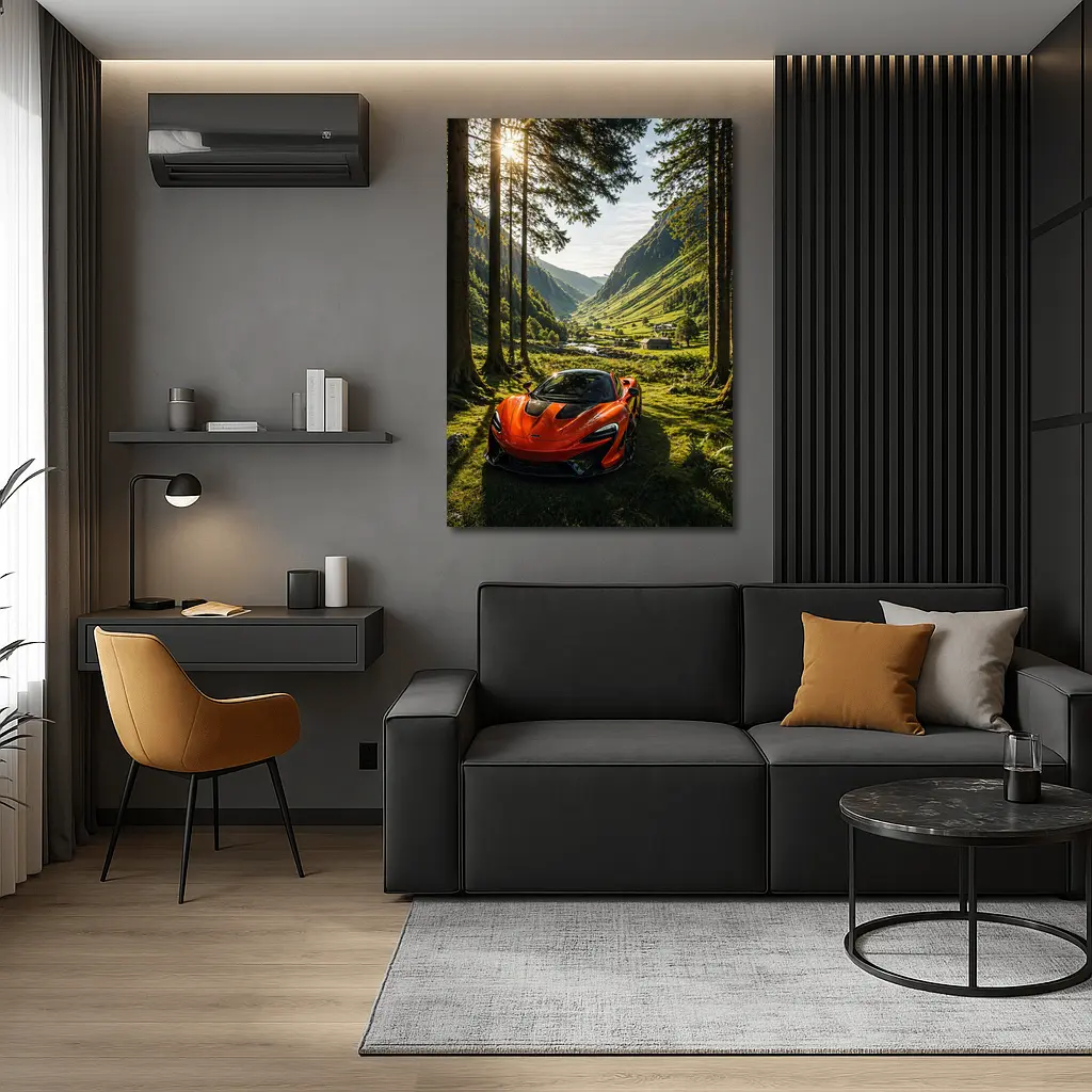 McLaren P1 Orange Supercar Forest Valley – Wall Art