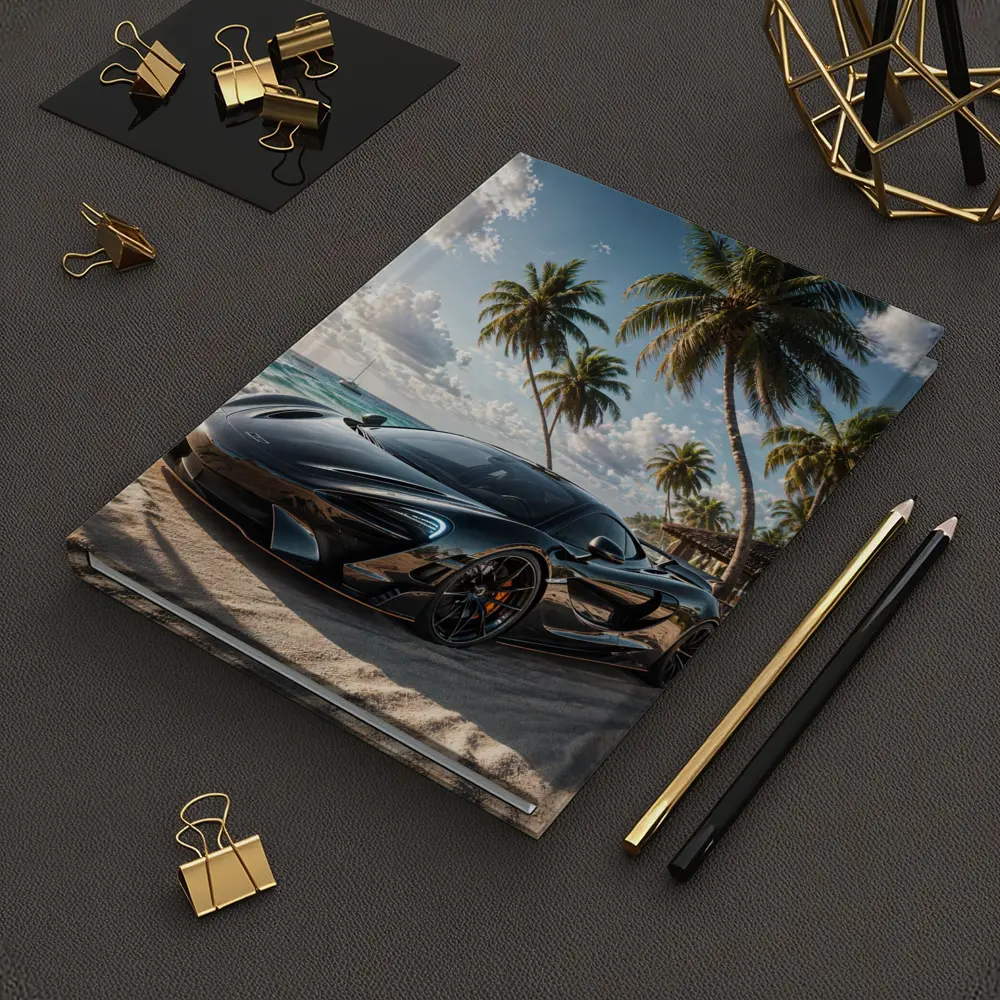 McLaren Black Supercar Tropical Beach Scene – Notebooks