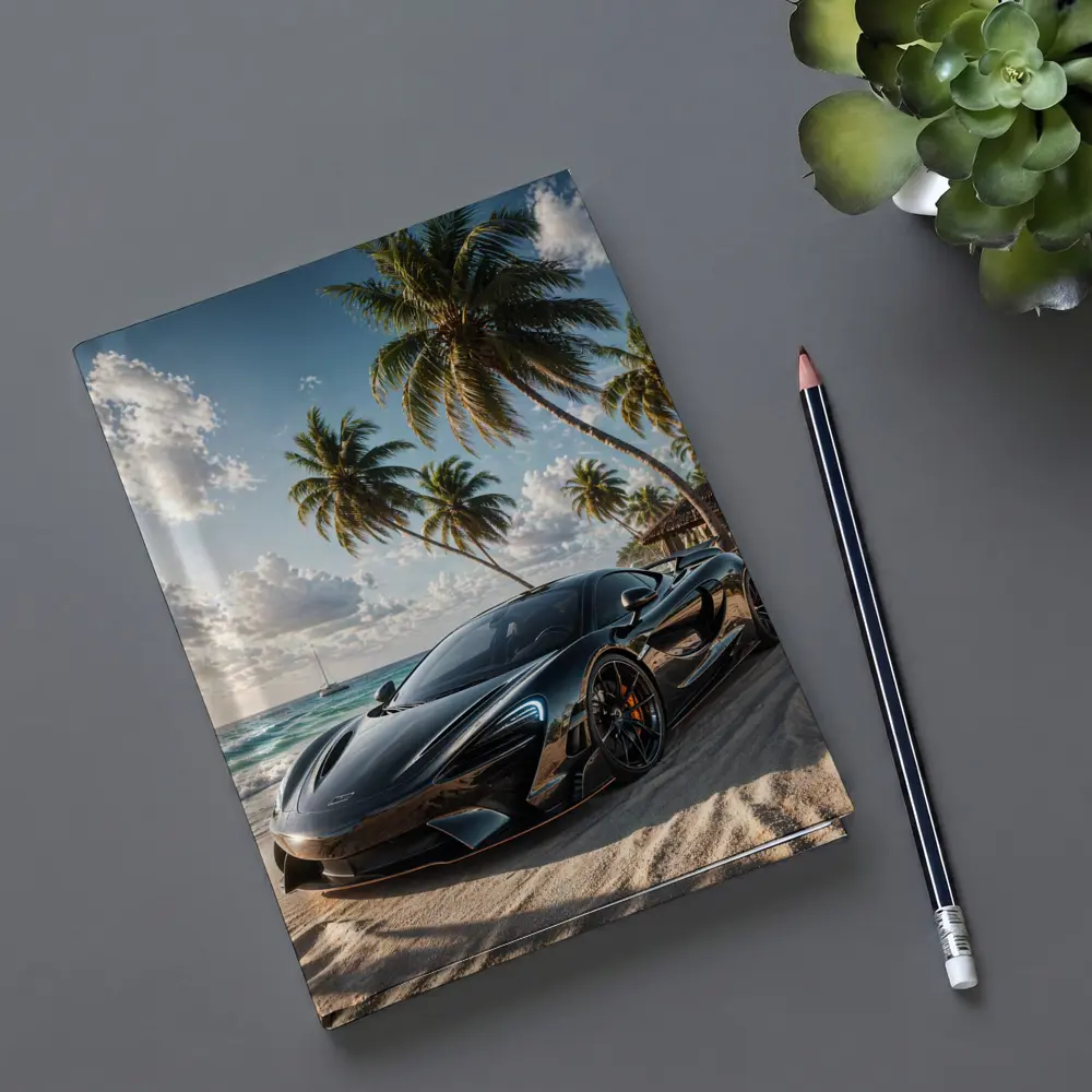 McLaren Black Supercar Tropical Beach Scene – Notebooks