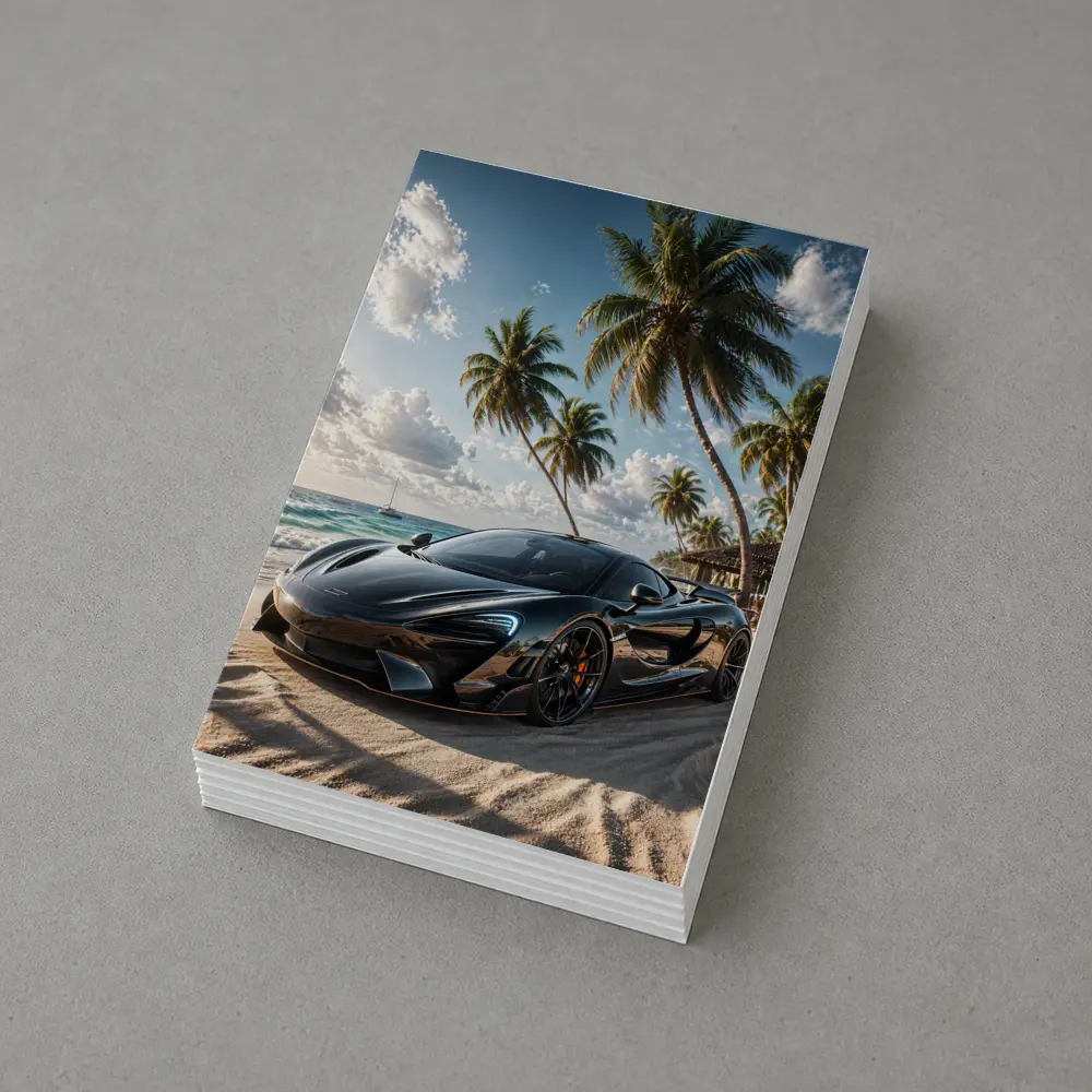 McLaren Black Supercar Tropical Beach Scene – Postcards