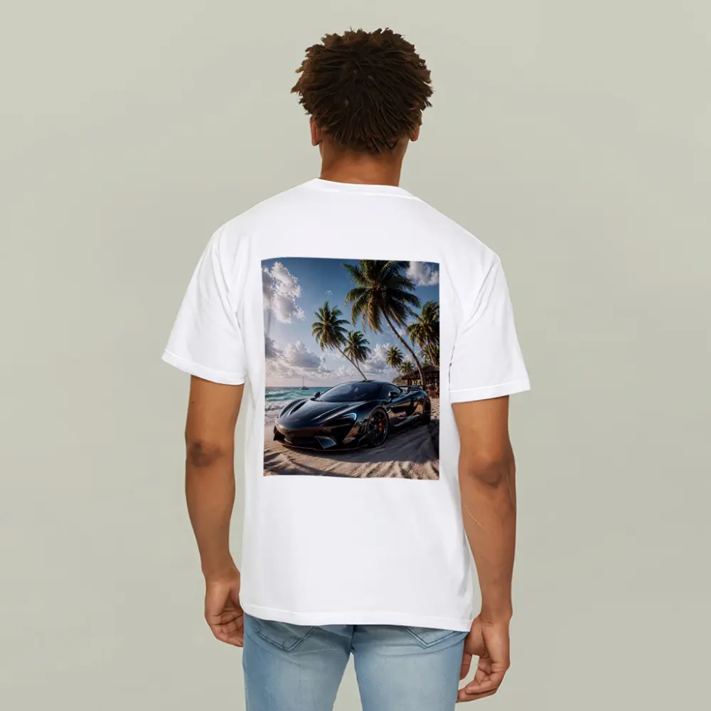 McLaren Black Supercar Tropical Beach Scene – T-Shirts