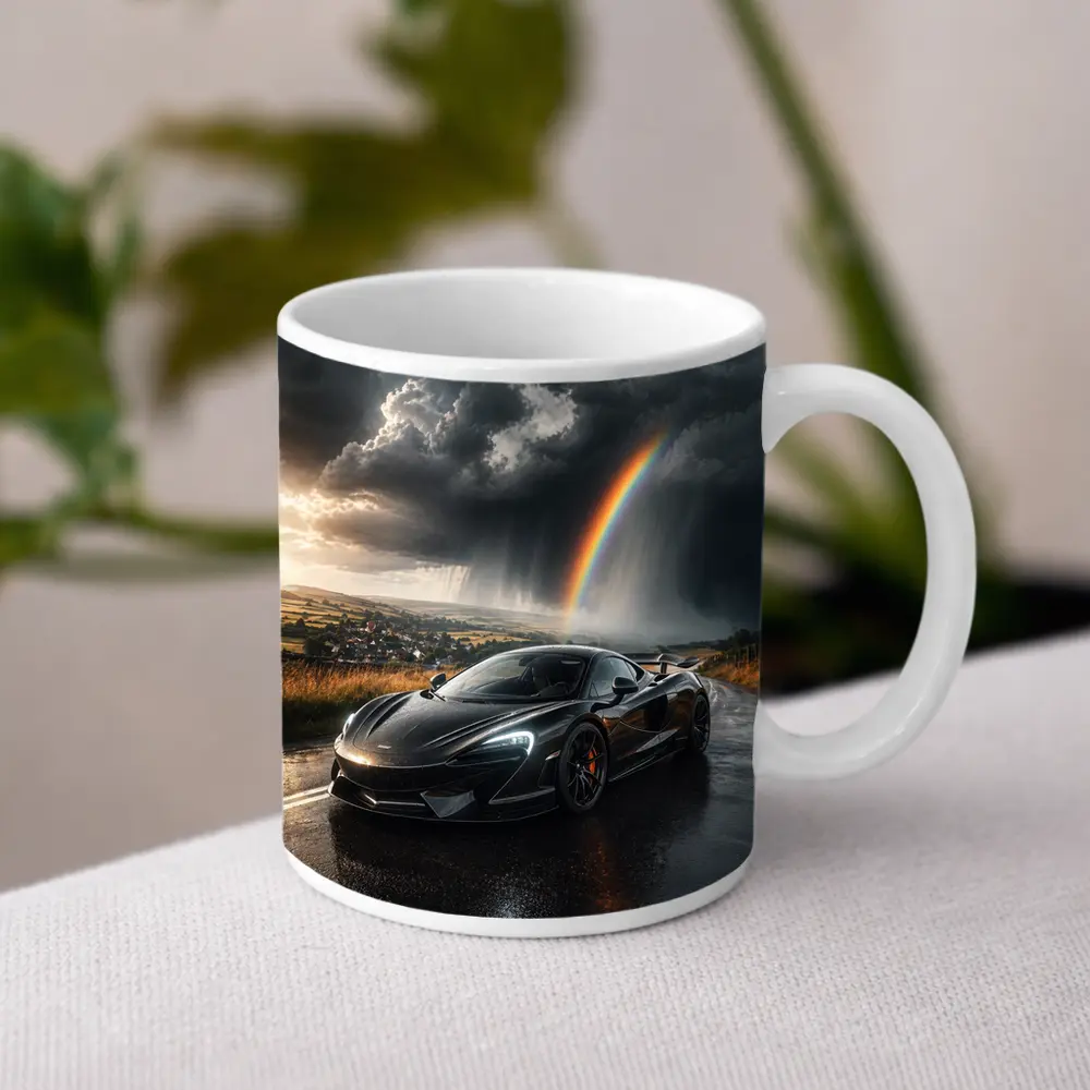 McLaren 570S Black Supercar Stormy Rainbow Road – Mugs