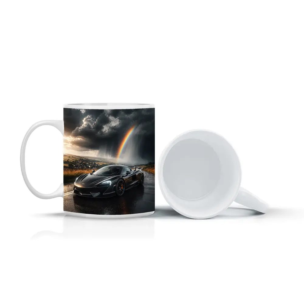 McLaren 570S Black Supercar Stormy Rainbow Road – Mugs