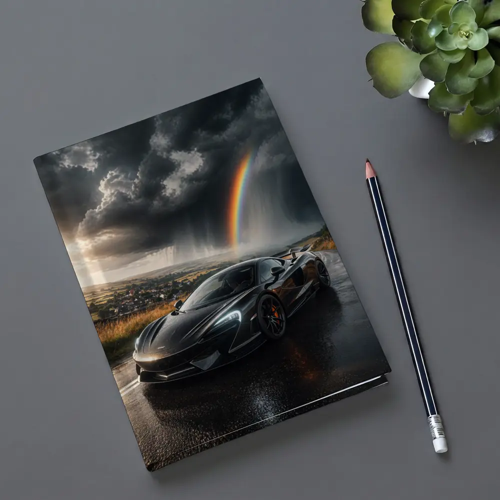McLaren 570S Black Supercar Stormy Rainbow Road – Notebooks