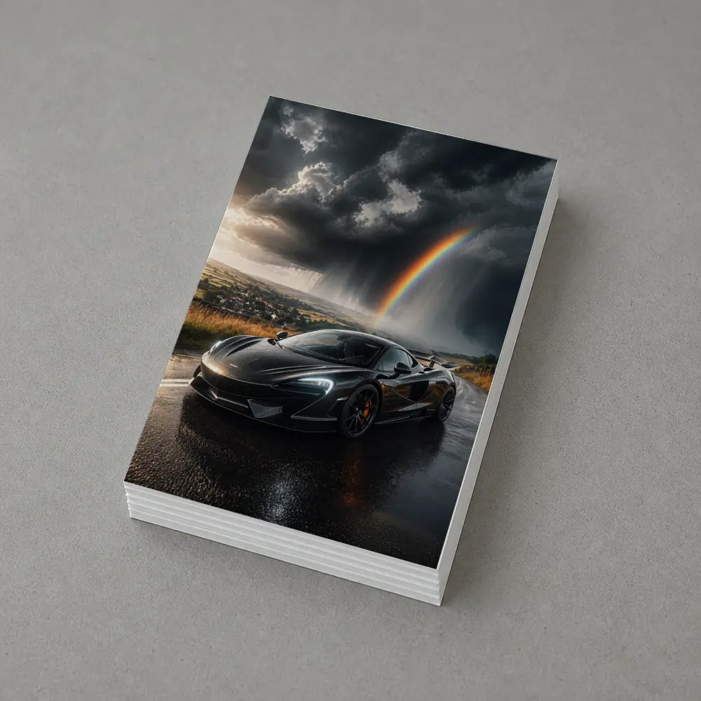 McLaren 570S Black Supercar Stormy Rainbow Road – Postcards