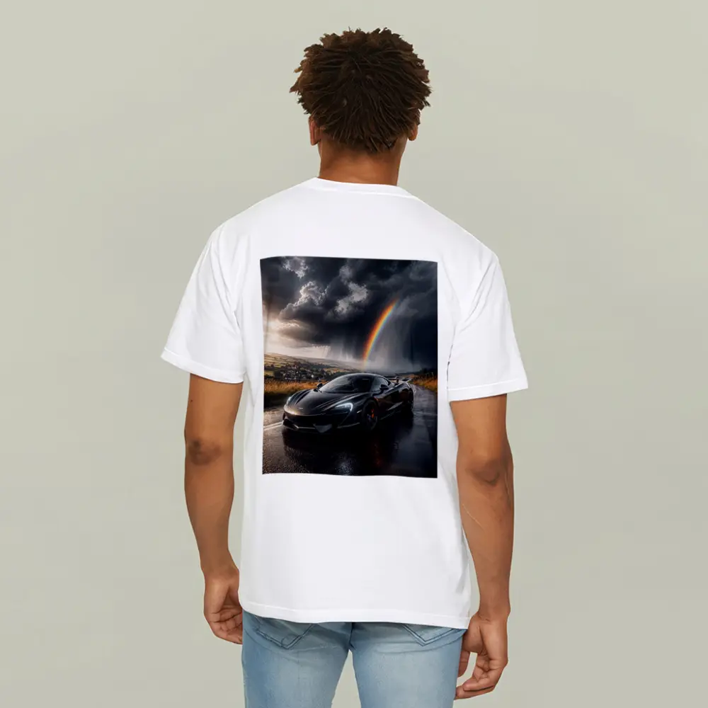McLaren 570S Black Supercar Stormy Rainbow Road – T-Shirts