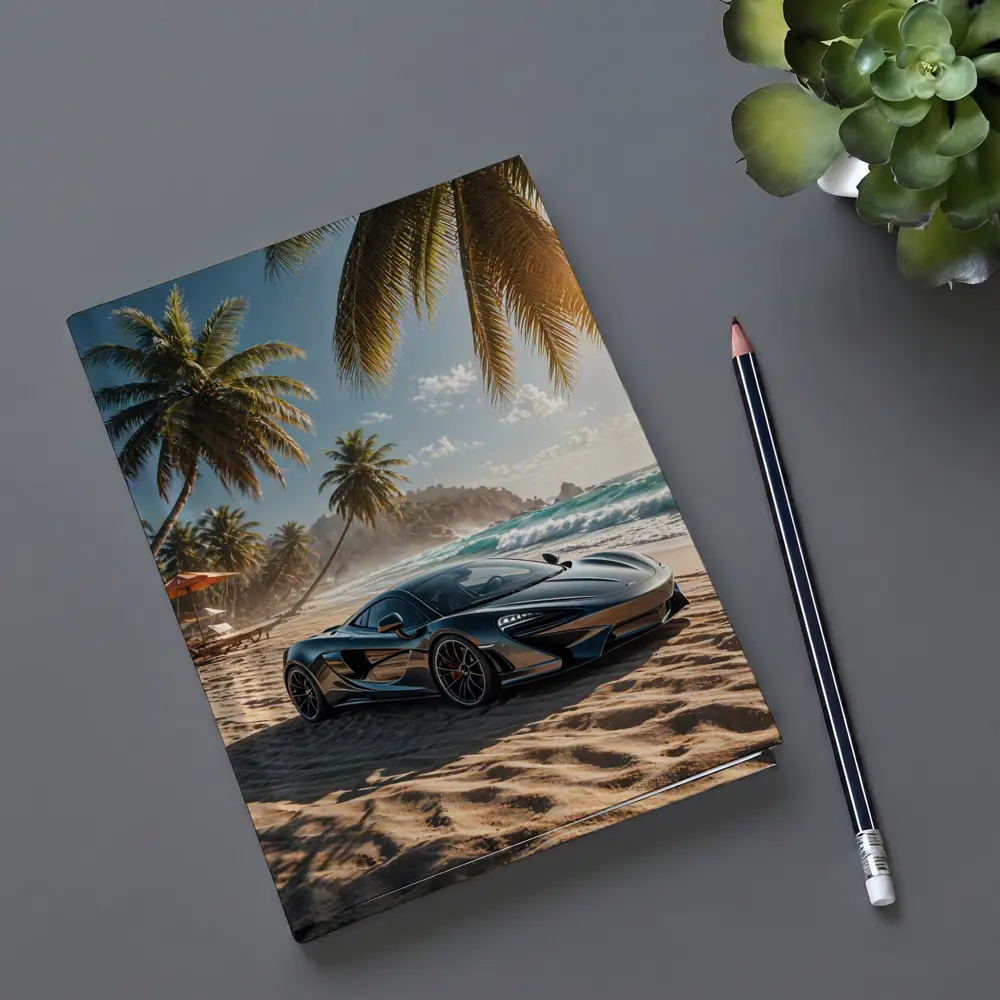 McLaren GT Parked on Tropical Beach – Notebooks