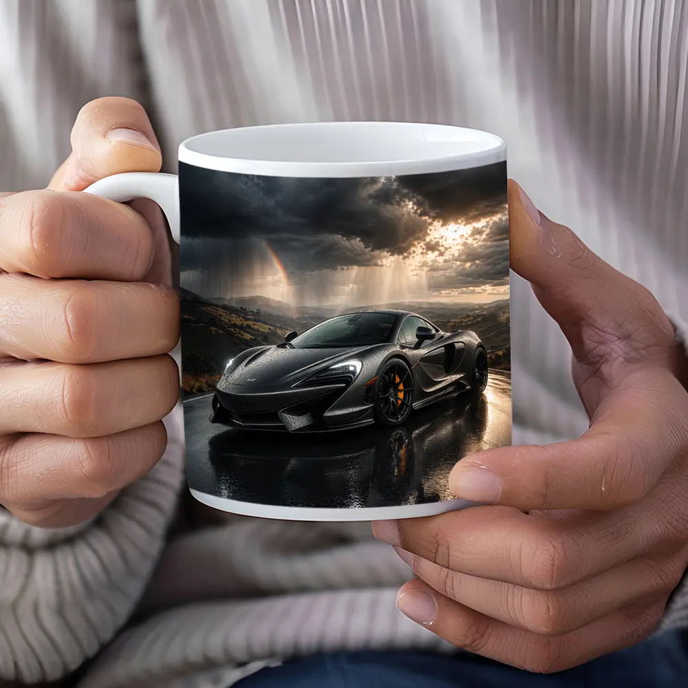 McLaren 570S Black Supercar Stormy Road – Mugs