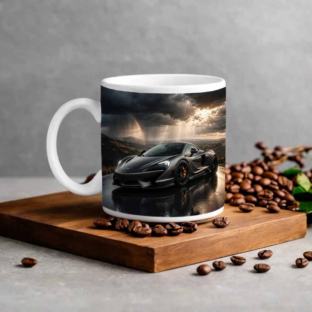 McLaren 570S Black Supercar Stormy Road – Mugs