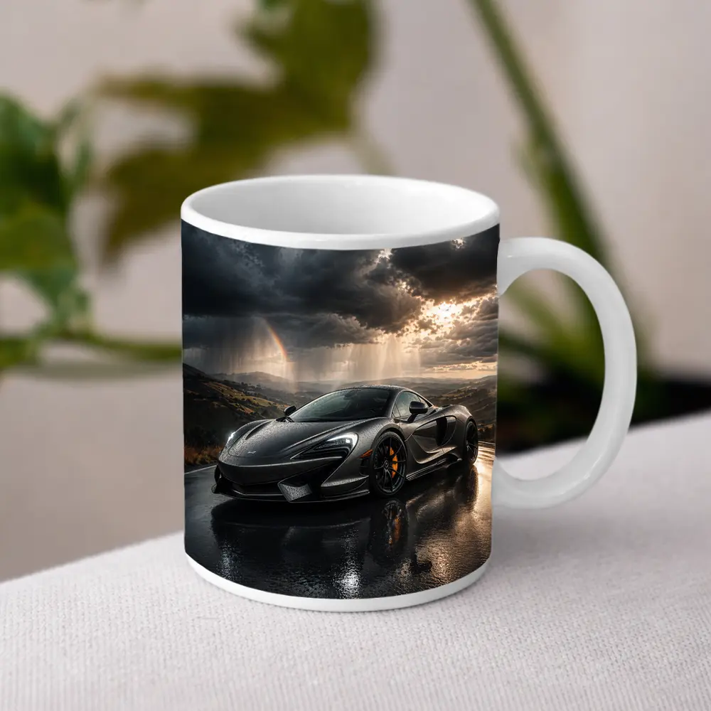 McLaren 570S Black Supercar Stormy Road – Mugs