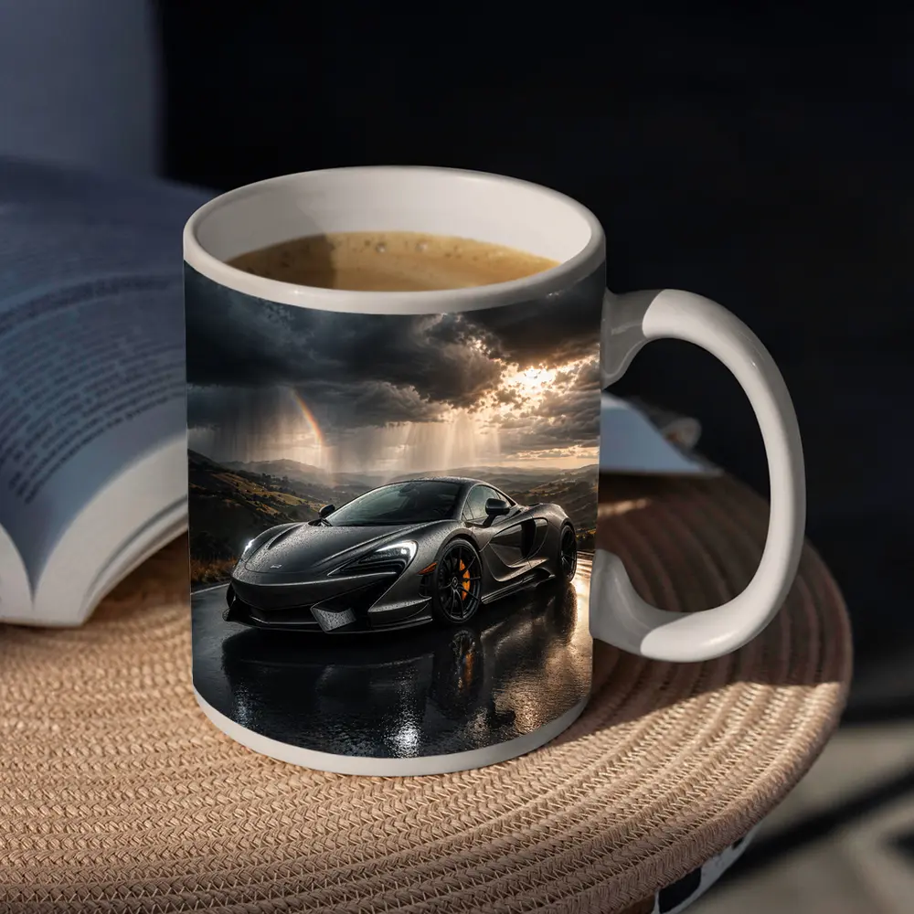 McLaren 570S Black Supercar Stormy Road – Mugs
