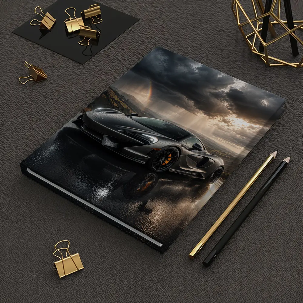 McLaren 570S Black Supercar Stormy Road – Notebooks