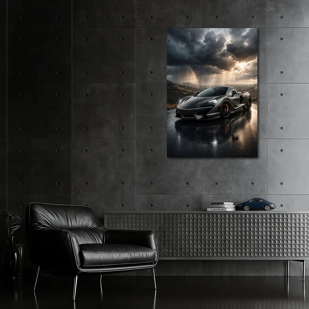 McLaren 570S Black Supercar Stormy Road – Wall Art