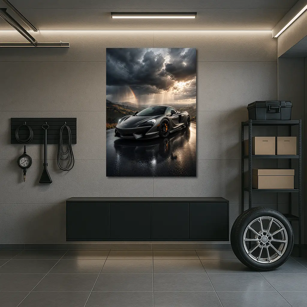 McLaren 570S Black Supercar Stormy Road – Wall Art