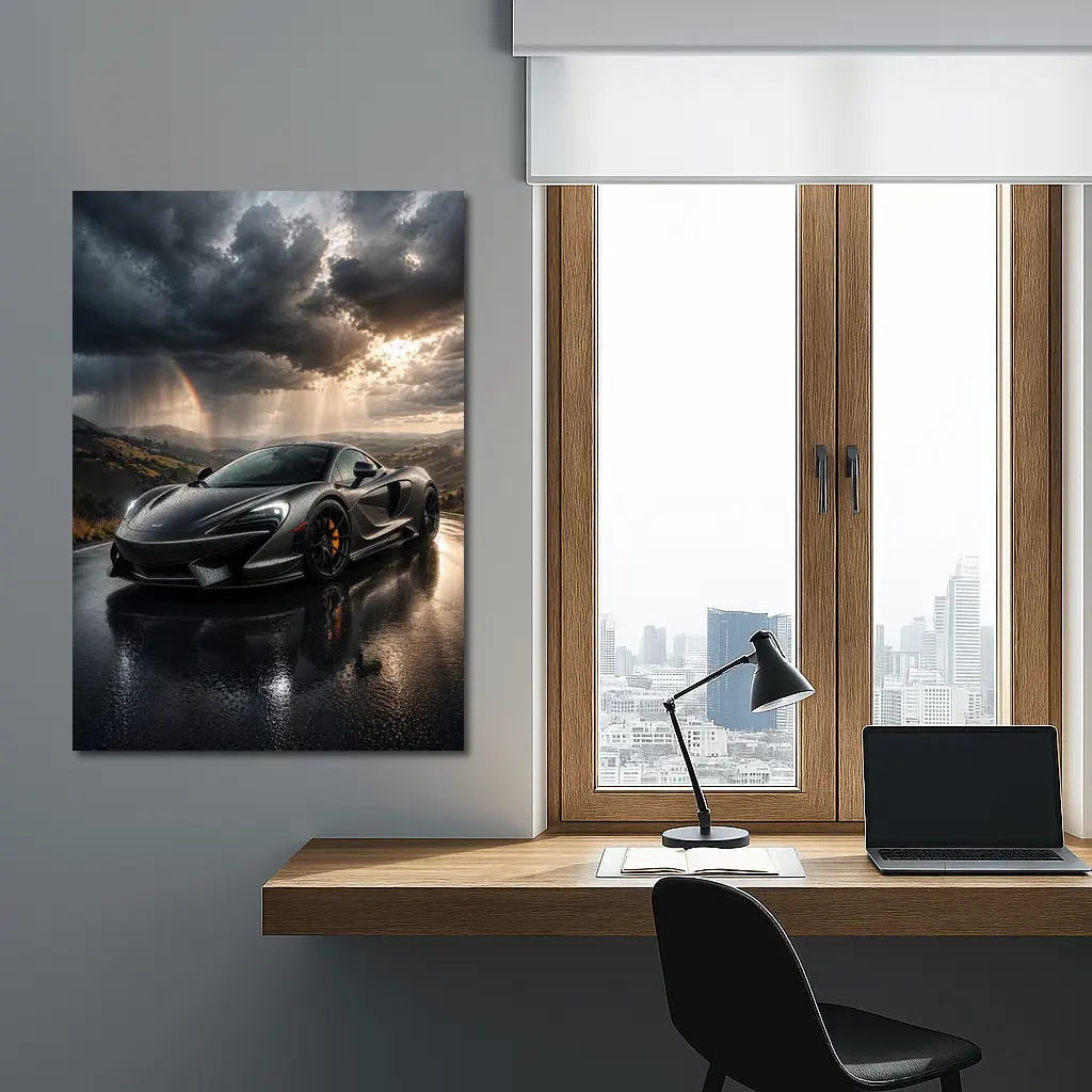 McLaren 570S Black Supercar Stormy Road – Wall Art