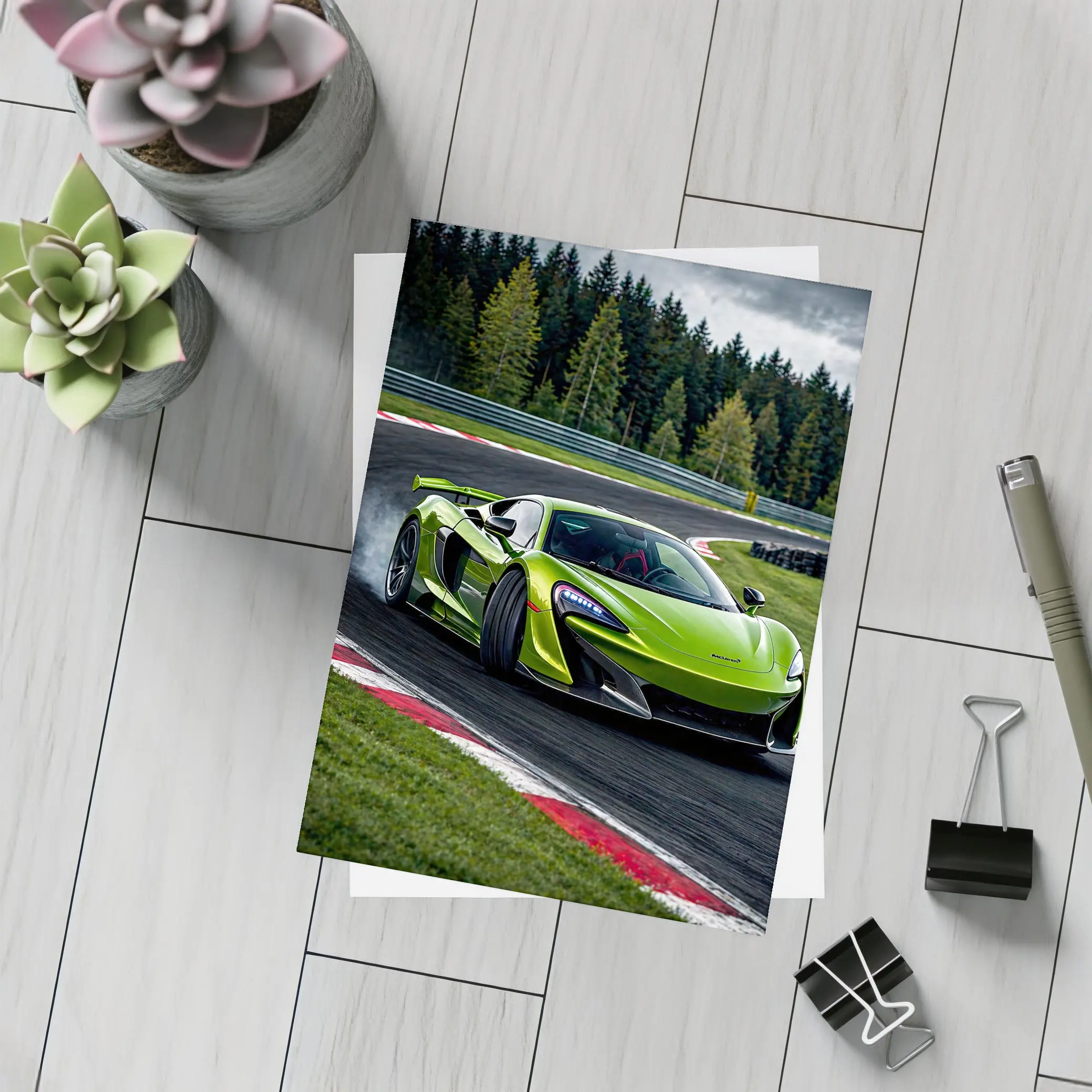 McLaren 600LT Green Drifting Race Track – Postcards