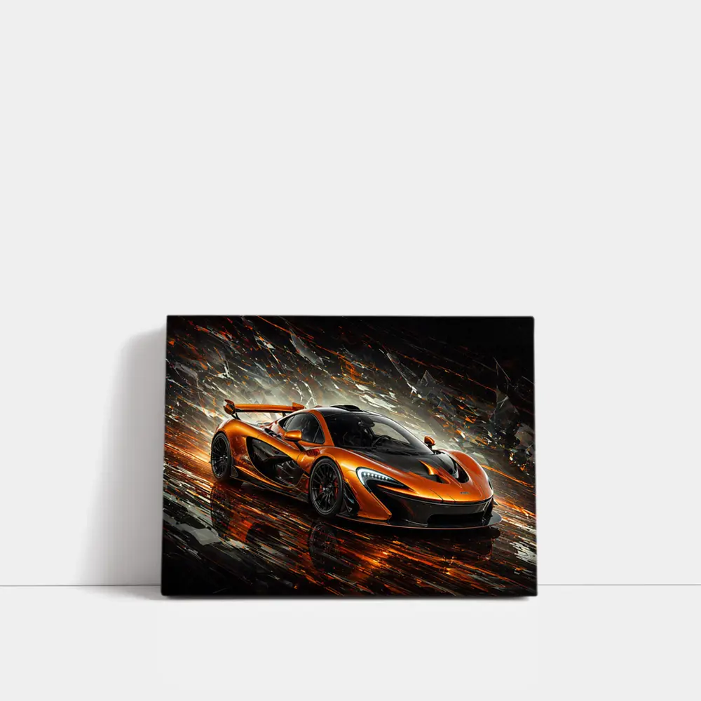 McLaren P1 Orange Abstract Dark Background – Wall Art