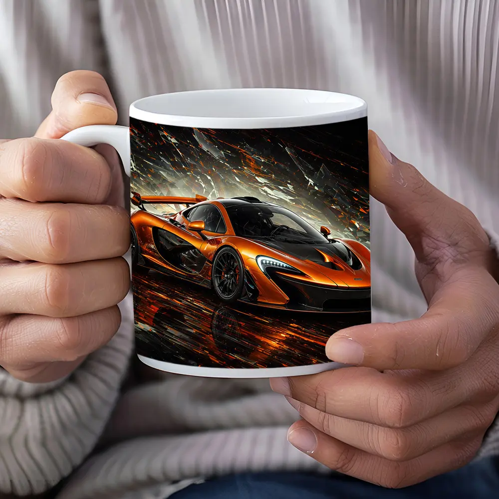 McLaren P1 Orange Abstract Dark Background – Mugs