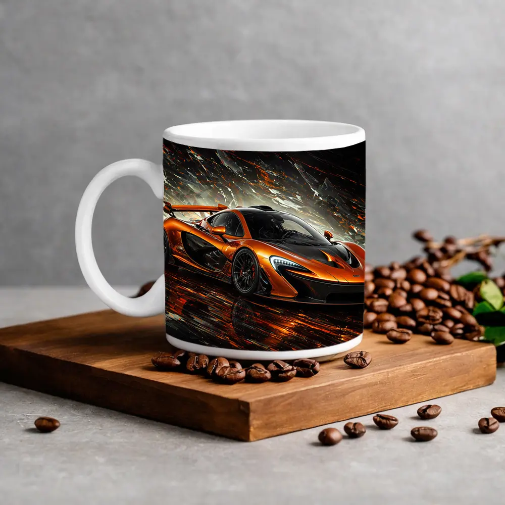 McLaren P1 Orange Abstract Dark Background – Mugs