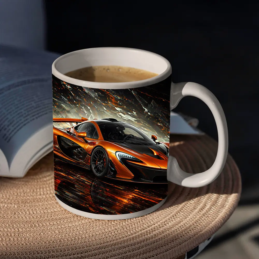 McLaren P1 Orange Abstract Dark Background – Mugs