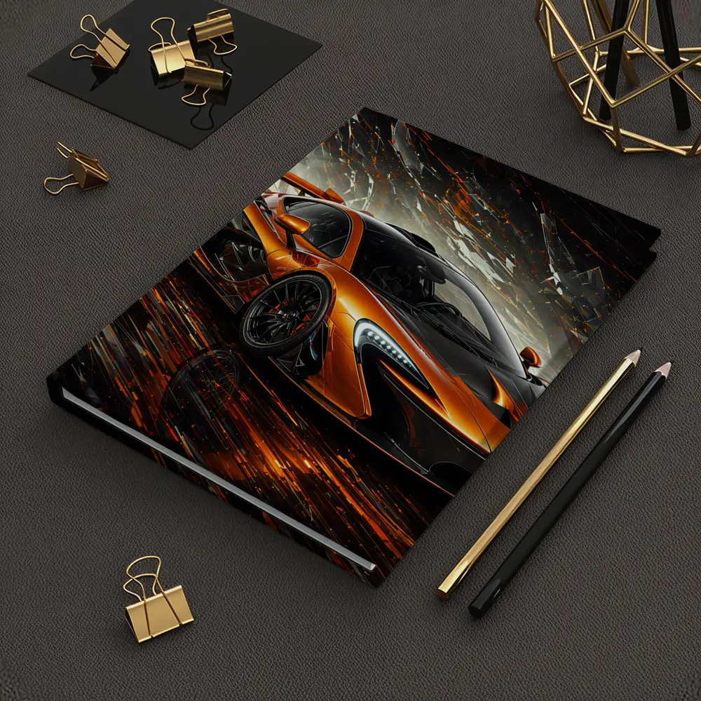 McLaren P1 Orange Abstract Dark Background – Notebooks