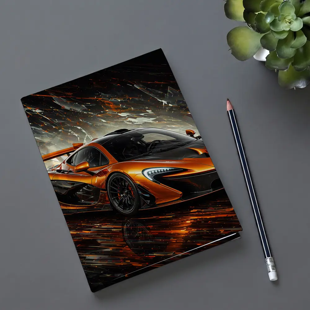 McLaren P1 Orange Abstract Dark Background – Notebooks