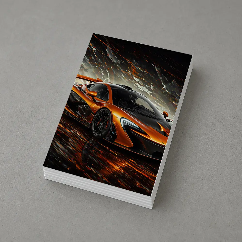 McLaren P1 Orange Abstract Dark Background – Postcards