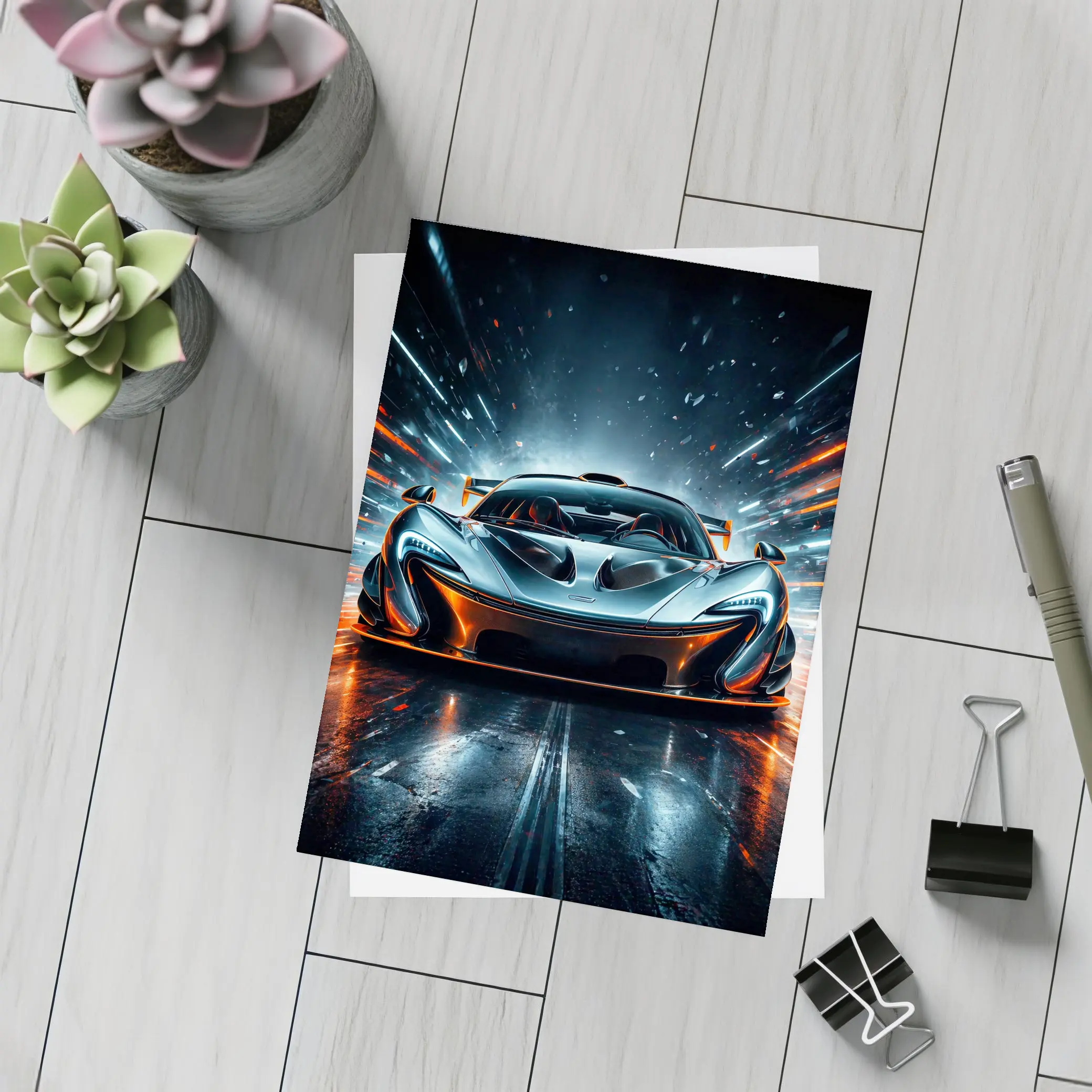 McLaren P1 Supercar Neon Night Track – Postcards
