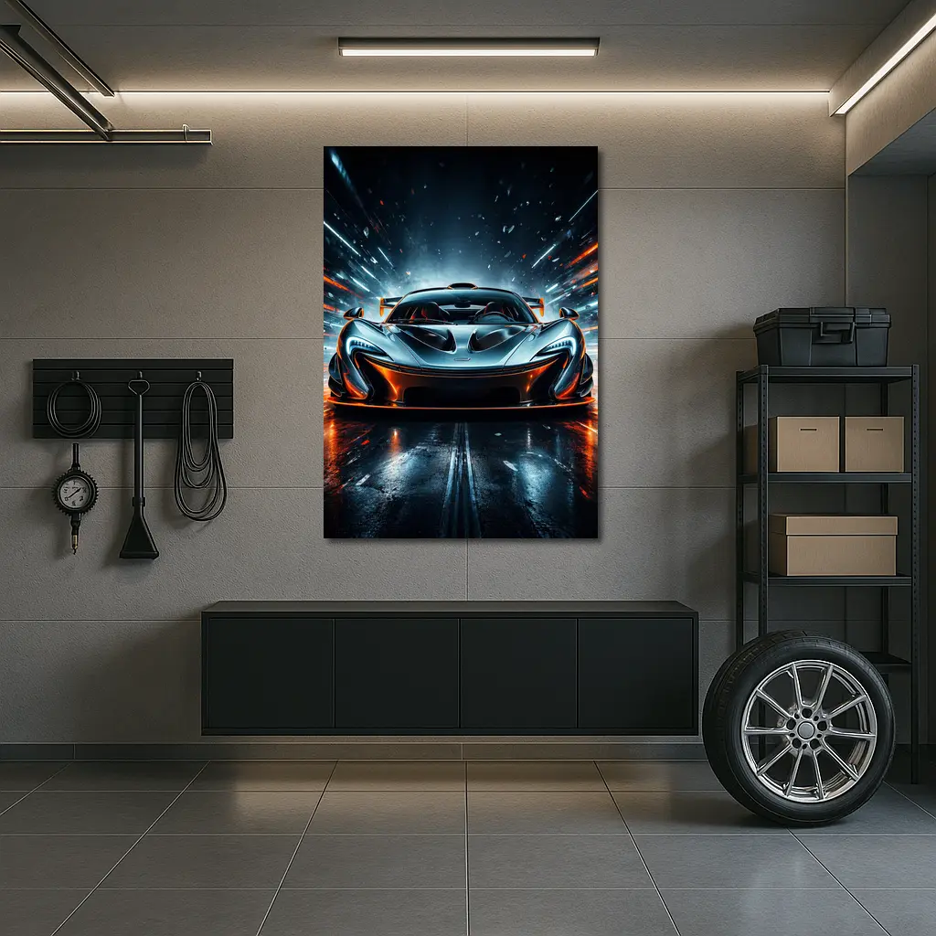 McLaren P1 Supercar Neon Night Track – Wall Art