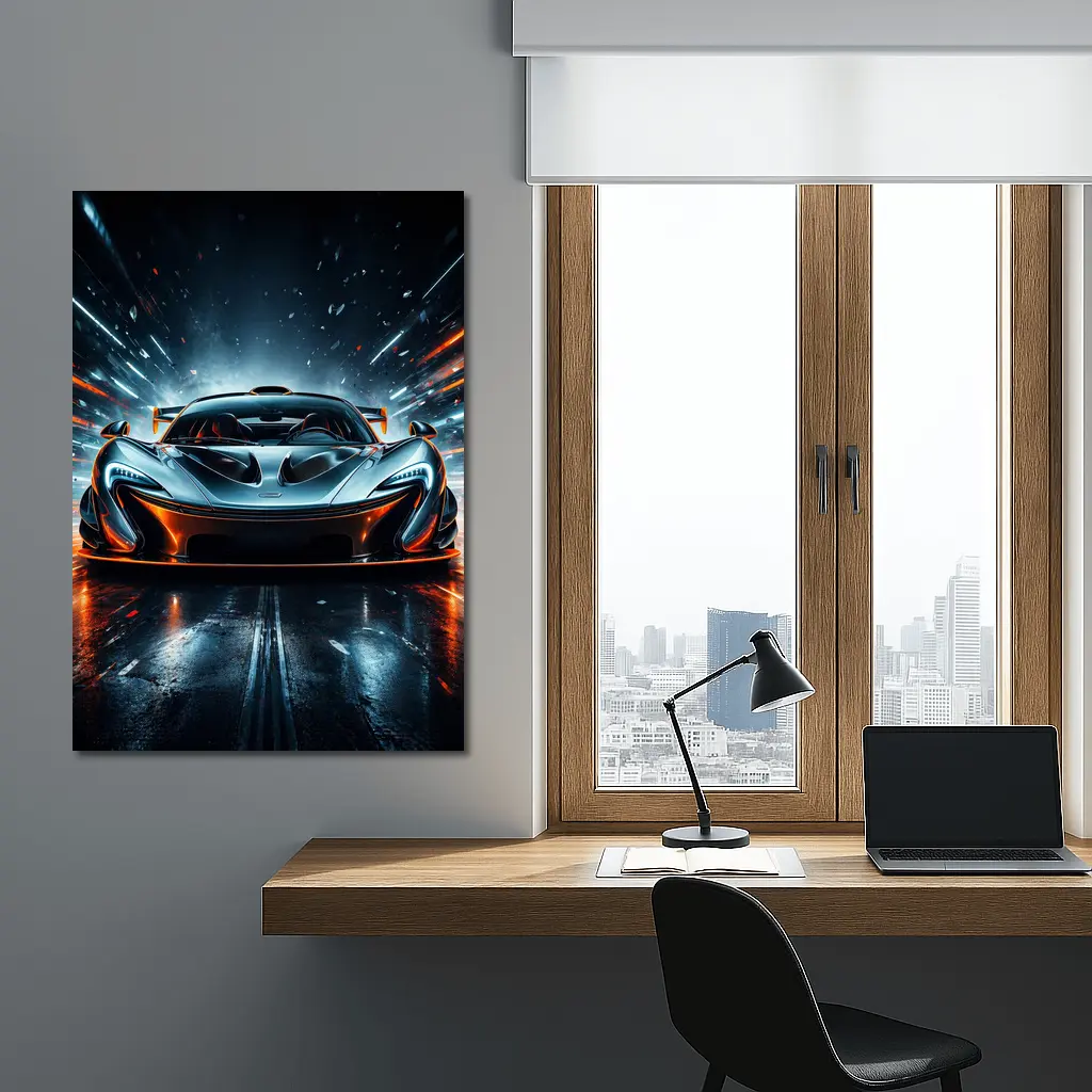 McLaren P1 Supercar Neon Night Track – Wall Art