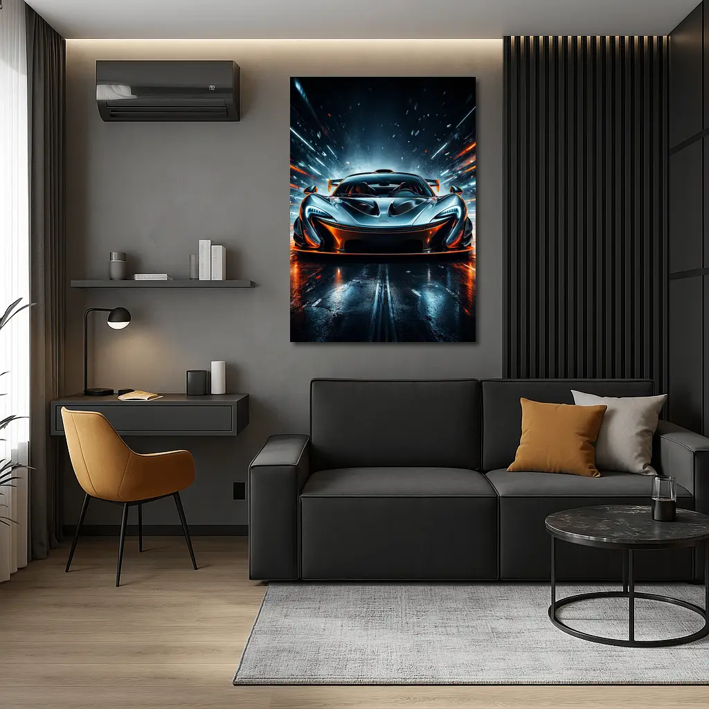 McLaren P1 Supercar Neon Night Track – Wall Art