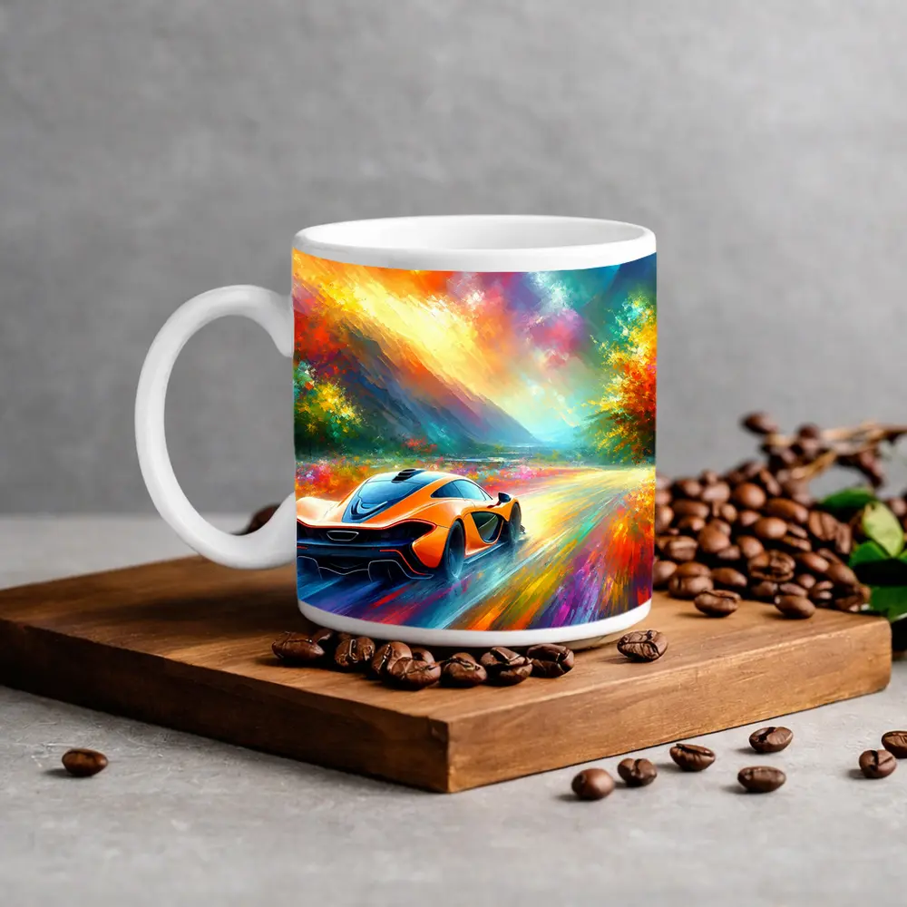 McLaren P1 Colorful Impressionist Painting Art – Mugs